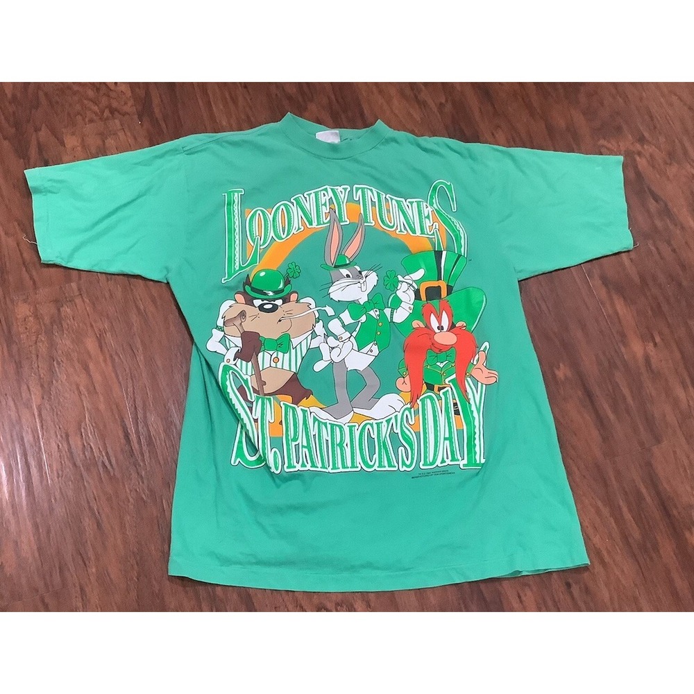 Vintage Looney Tunes TShirt St. Patrick's Day Taz Bugs Sam  Green WB 1994